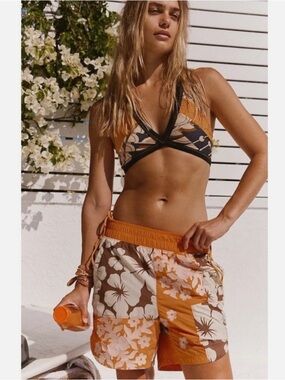 9115. Free People Prime Time Patchwork Shorts